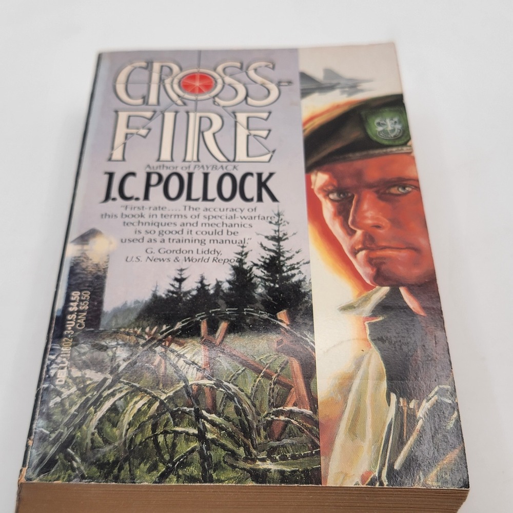 J.C. Pollock Crossfire Paperback 1985 Espionage Military Thriller Good